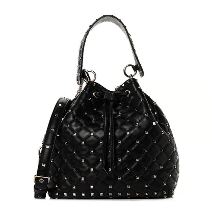 Valentino Garavani Nappa Medium Rockstud Spike Bucket Bag Black 1 of 7