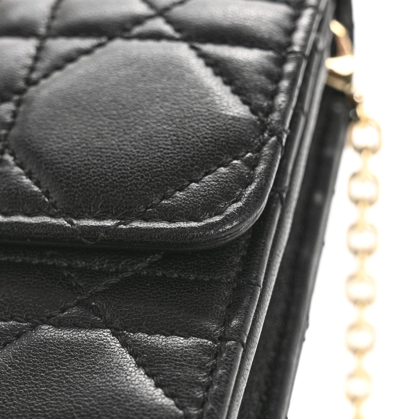 Lambskin Cannage Miss Dior Chain Wallet Black