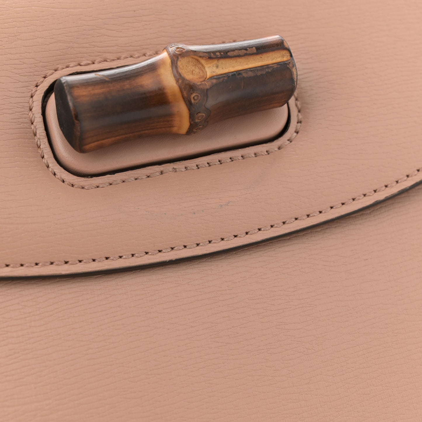 Shangai Calfskin Small Classic Bamboo Top Handle Bag Pink Apricot