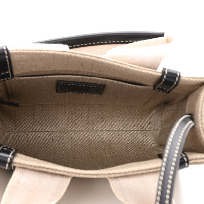 Chloe Linen Calfskin Small Woody Ribbon Tote White Brown 4 of 12