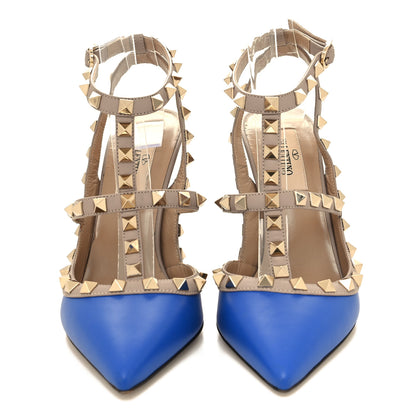 Valentino Garavani Calfskin Nappa Rockstud Ankle Strap 100mm Pumps 36 Sapphire Poudre 2 of 8