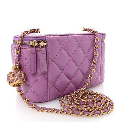 Chanel Lambskin Quilted Pearl Crush Small Vanity Case With Chain Purple 3 of 12