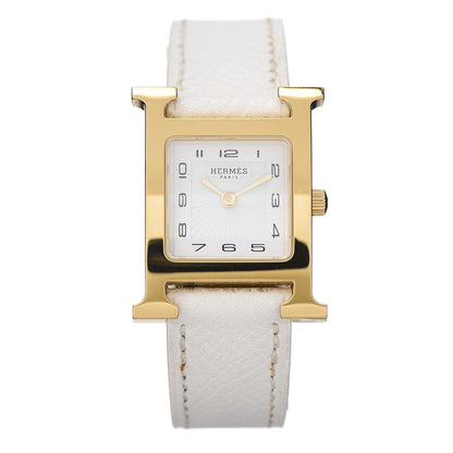 Hermes Stainless Steel Epsom 21mm Heure H Hour Quartz Watch Blanc 1 of 6