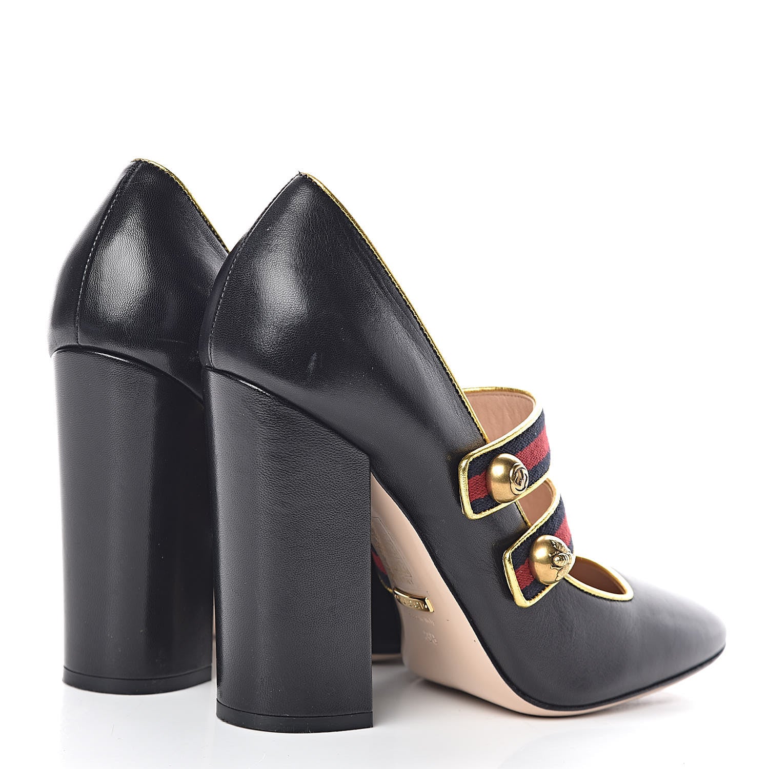 Gucci Calfskin Carly Mary Jane Web Pumps 39 Black 4 of 11