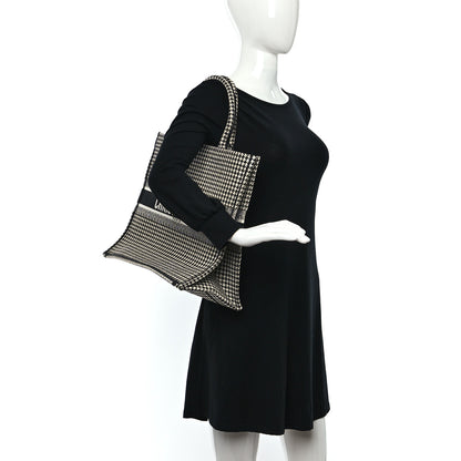 Christian Dior Canvas Houndstooth Embroidered Large Book Tote Black White 2 of 9