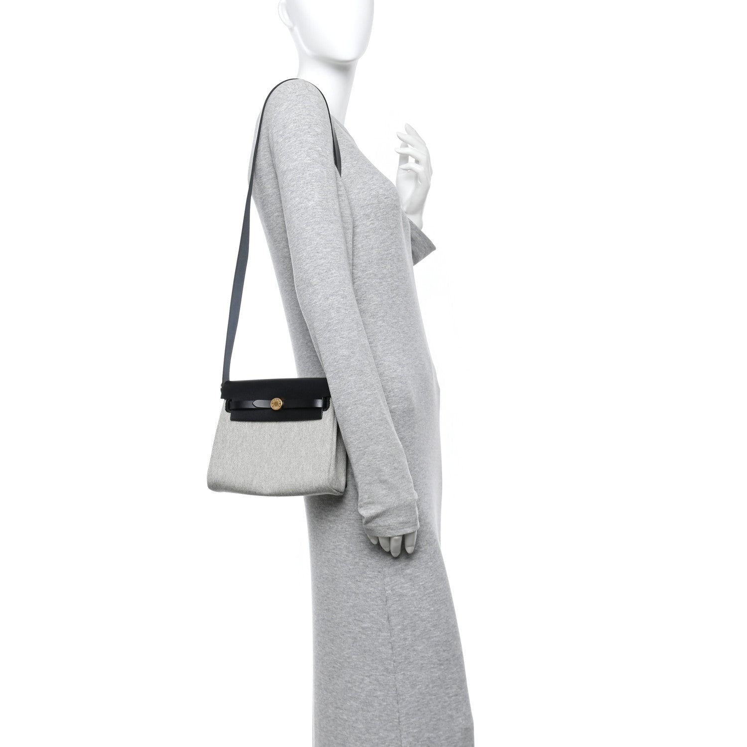 Hermes Military Toile Vache Hunter Herbag Zip Retourne 20 Ecru Black 2 of 11