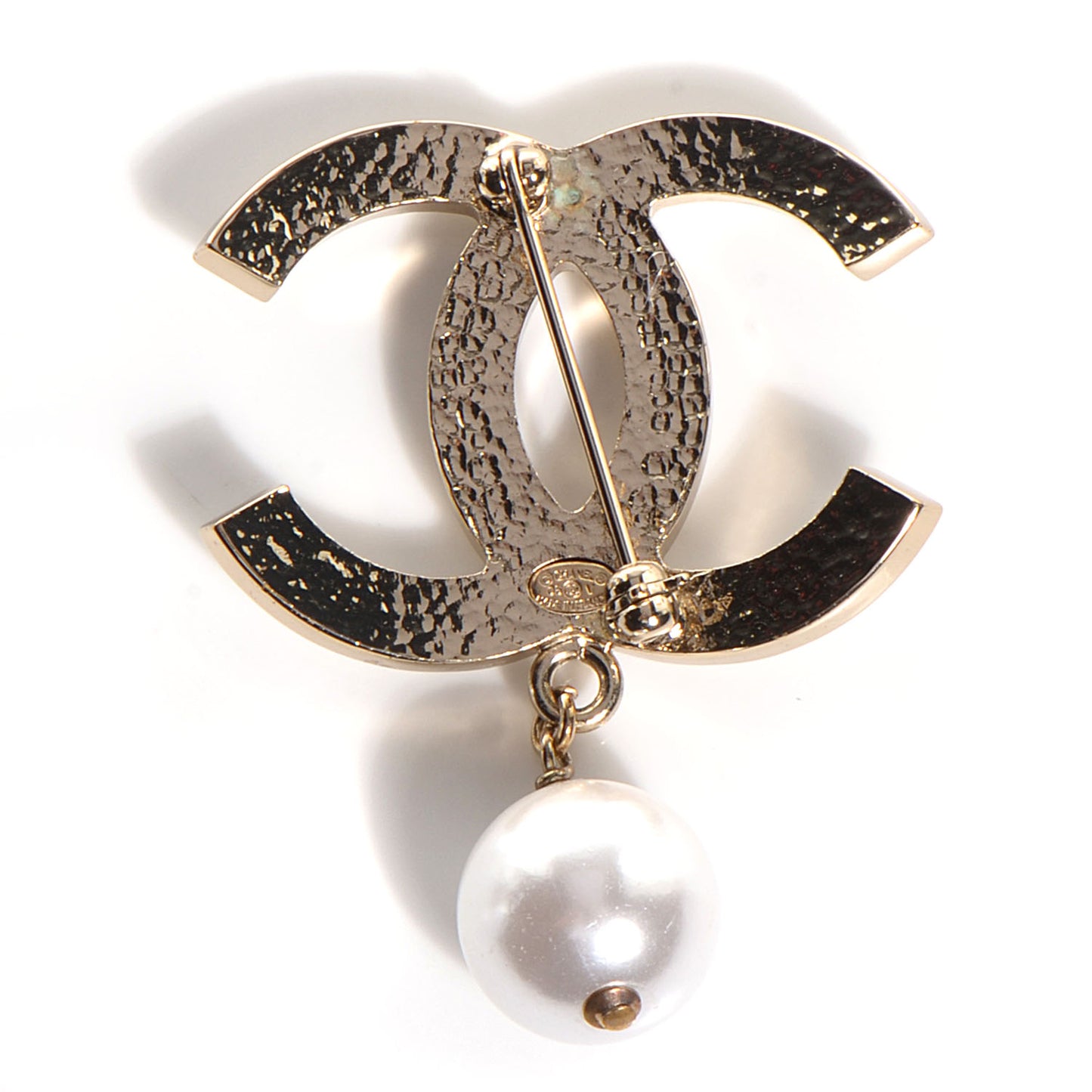 CC Pearl Brooch with Pearl Drop Gold