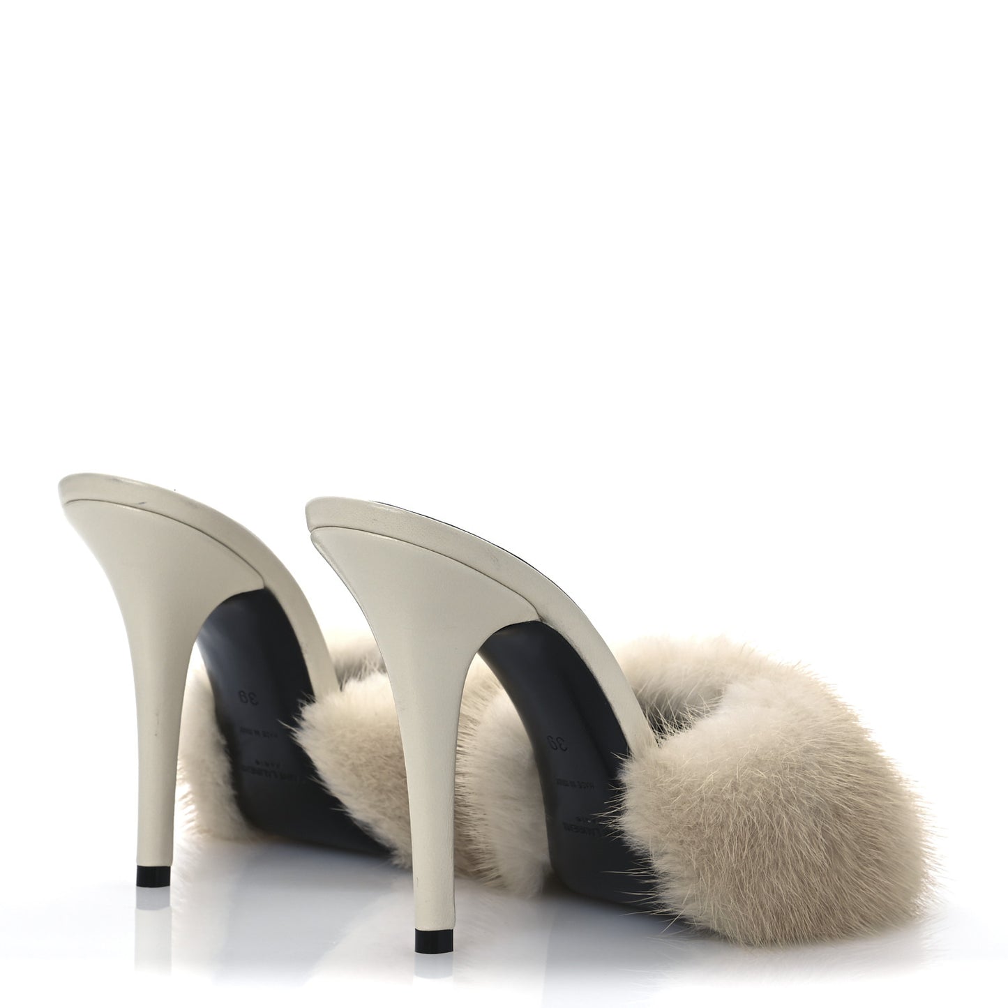 Mink Calfskin Roy Mule Sandals 39 Cream