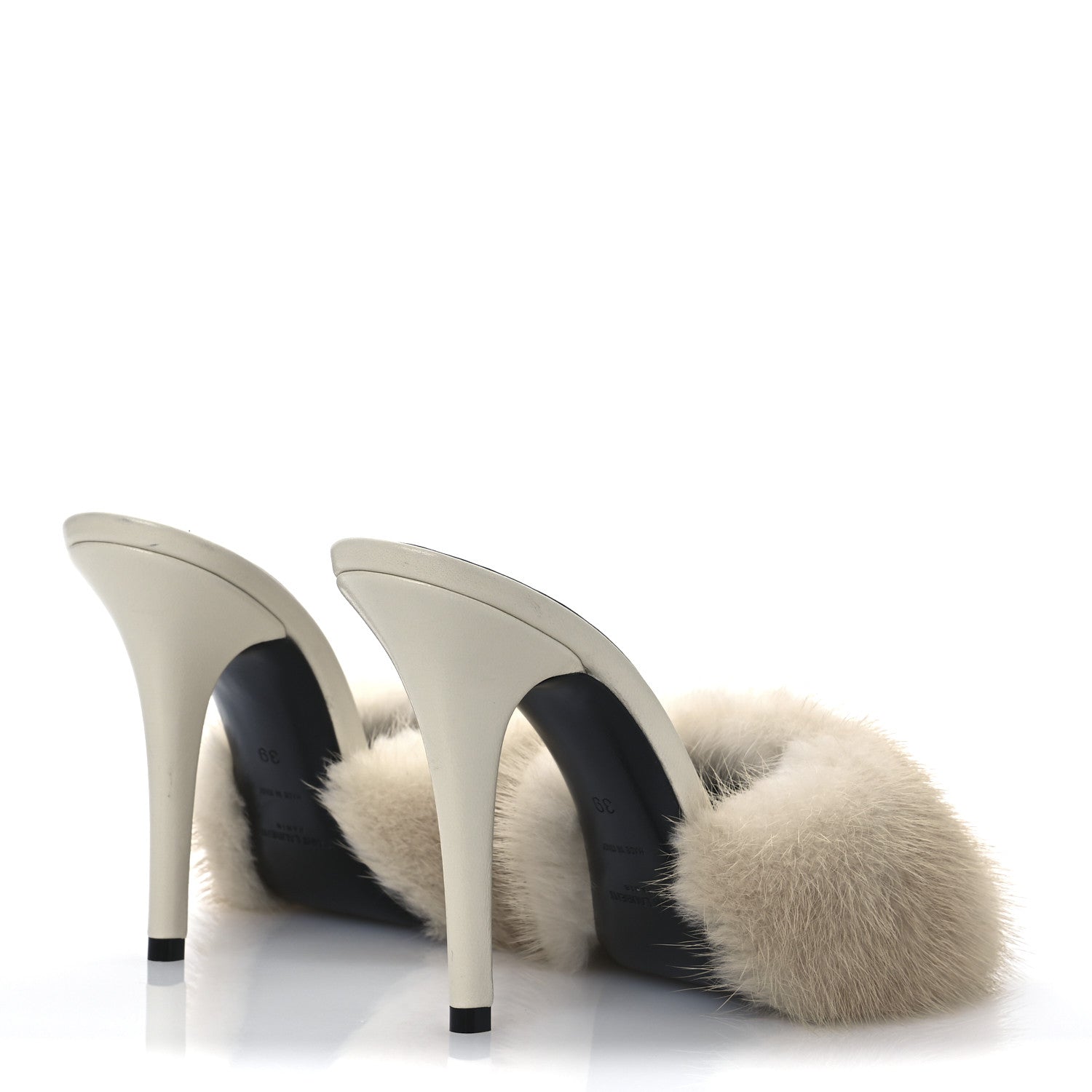 Saint Laurent Mink Calfskin Roy Mule Sandals 39 Cream 9 of 23
