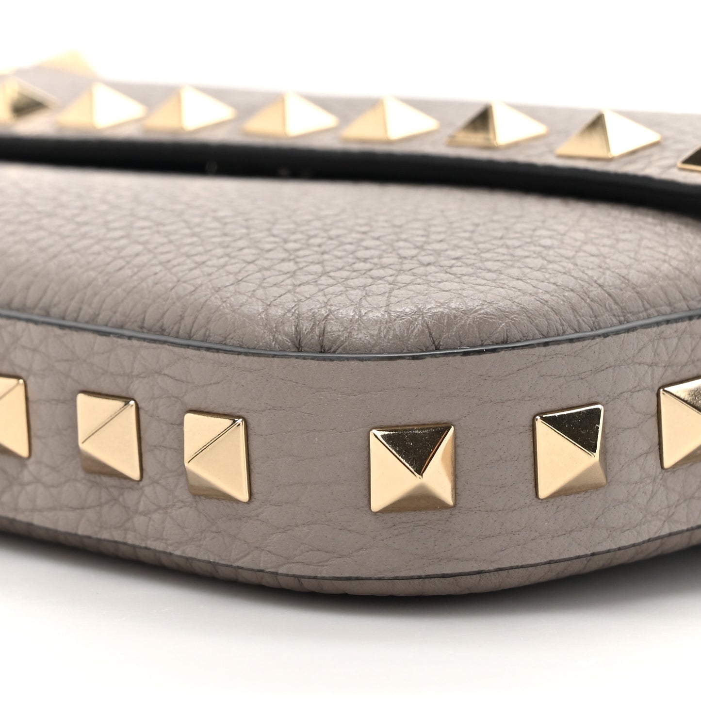 Grainy Calfskin Rockstud Crossbody Pouch Moon Taupe
