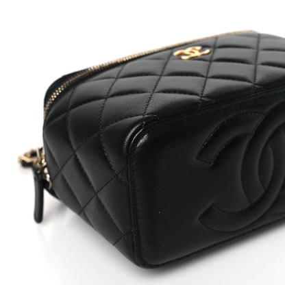 Chanel Lambskin Quilted Metal Small Top Handle Vanity Case With Chain Black 8 of 10