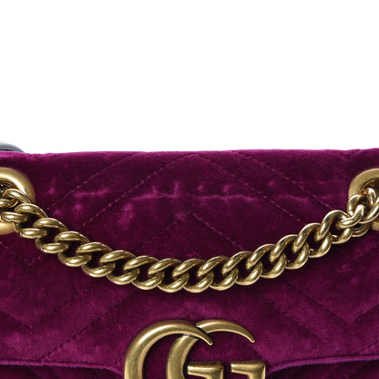 Gucci Velvet Matelasse Mini GG Marmont Shoulder Bag Fuchsia Violet Cyclamen 10 of 10