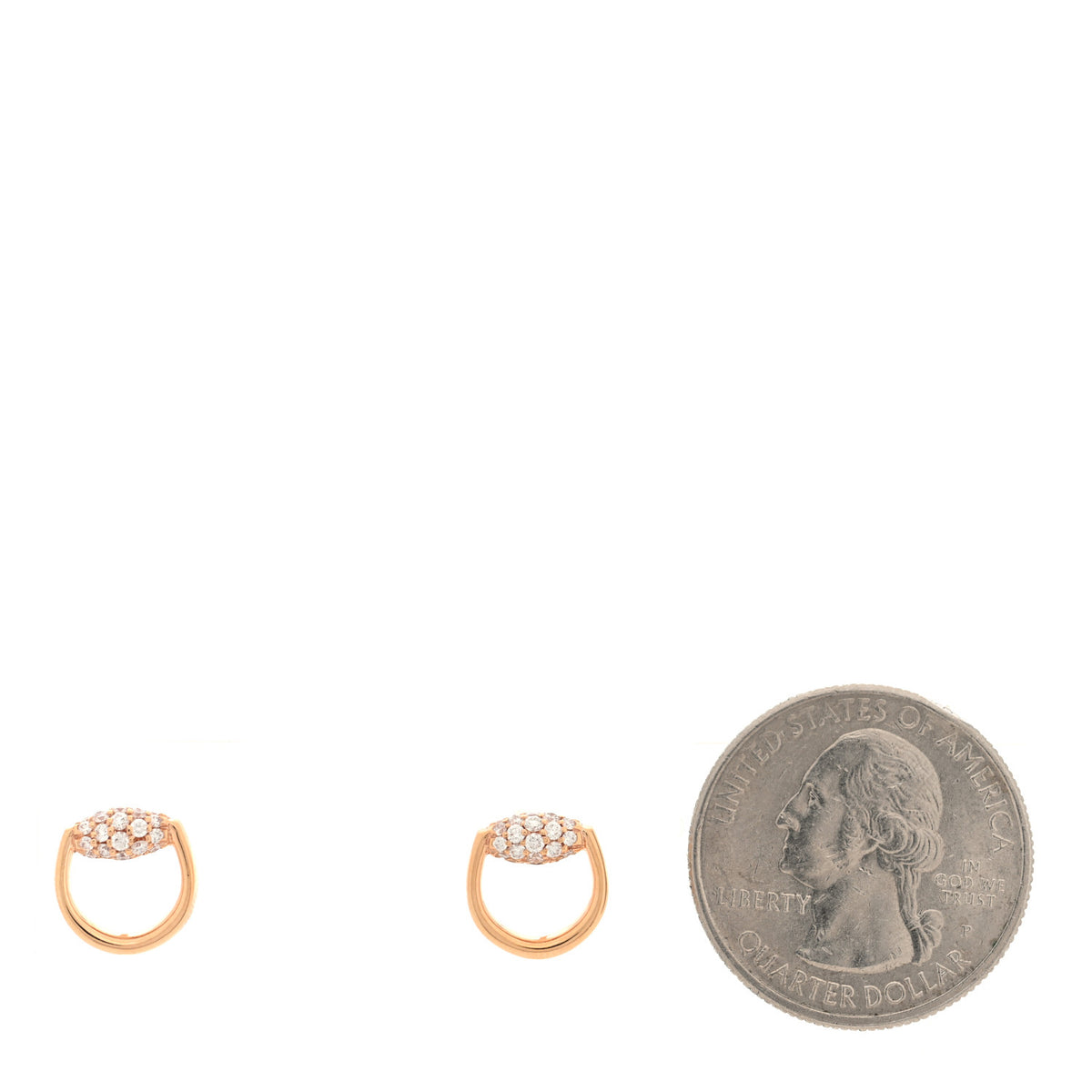 18K Rose Gold Diamond Horsebit Earrings