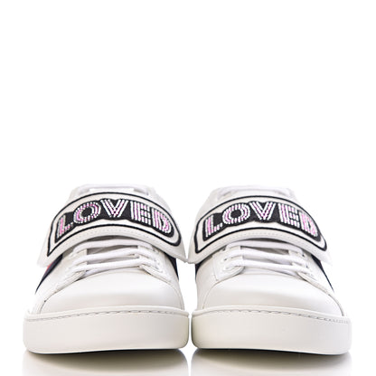 Gucci Calfskin Crystal Web LOVED Embroidered Ace Sneakers 40 White 2 of 10