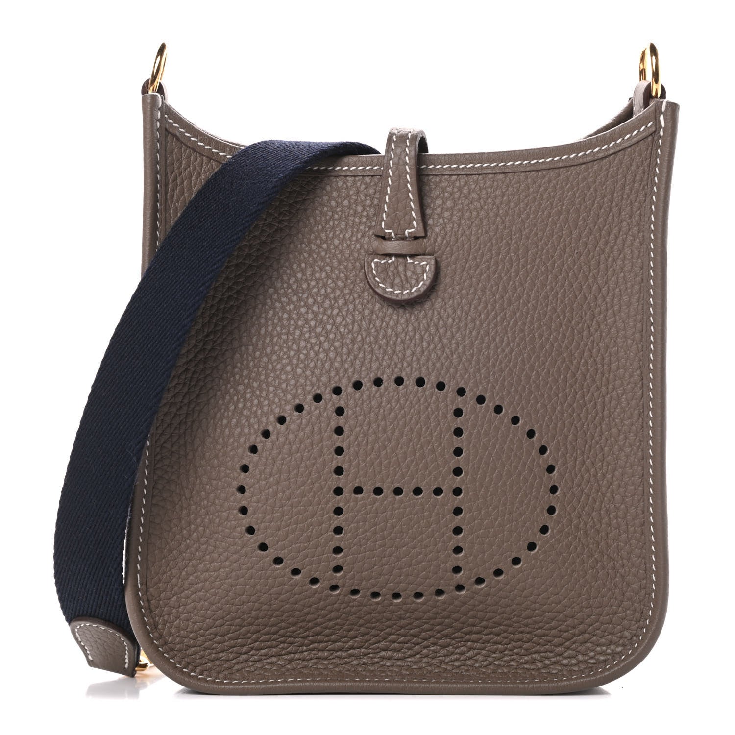 Hermes Taurillon Clemence Amazone Evelyne TPM Etoupe Bleu Indigo 1 of 10