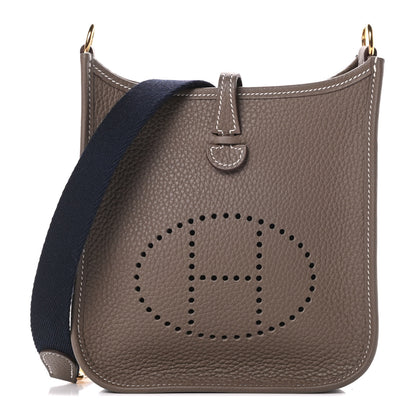 Hermes Taurillon Clemence Amazone Evelyne TPM Etoupe Bleu Indigo 1 of 10