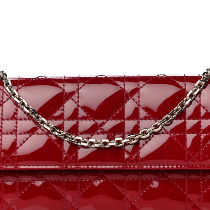Christian Dior Patent Cannage Rendezvous Chain Wallet Red 7 of 16
