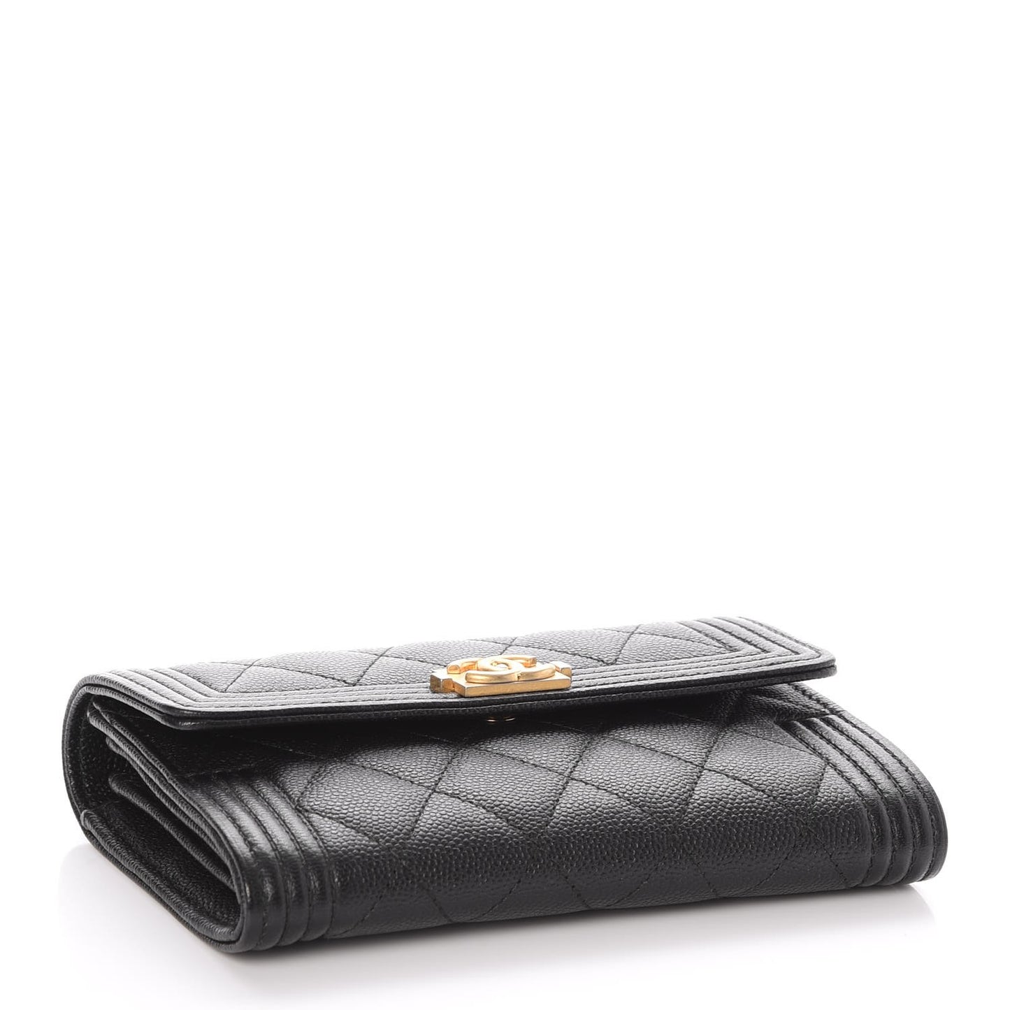 Caviar Quilted Medium Boy Flap Wallet Black