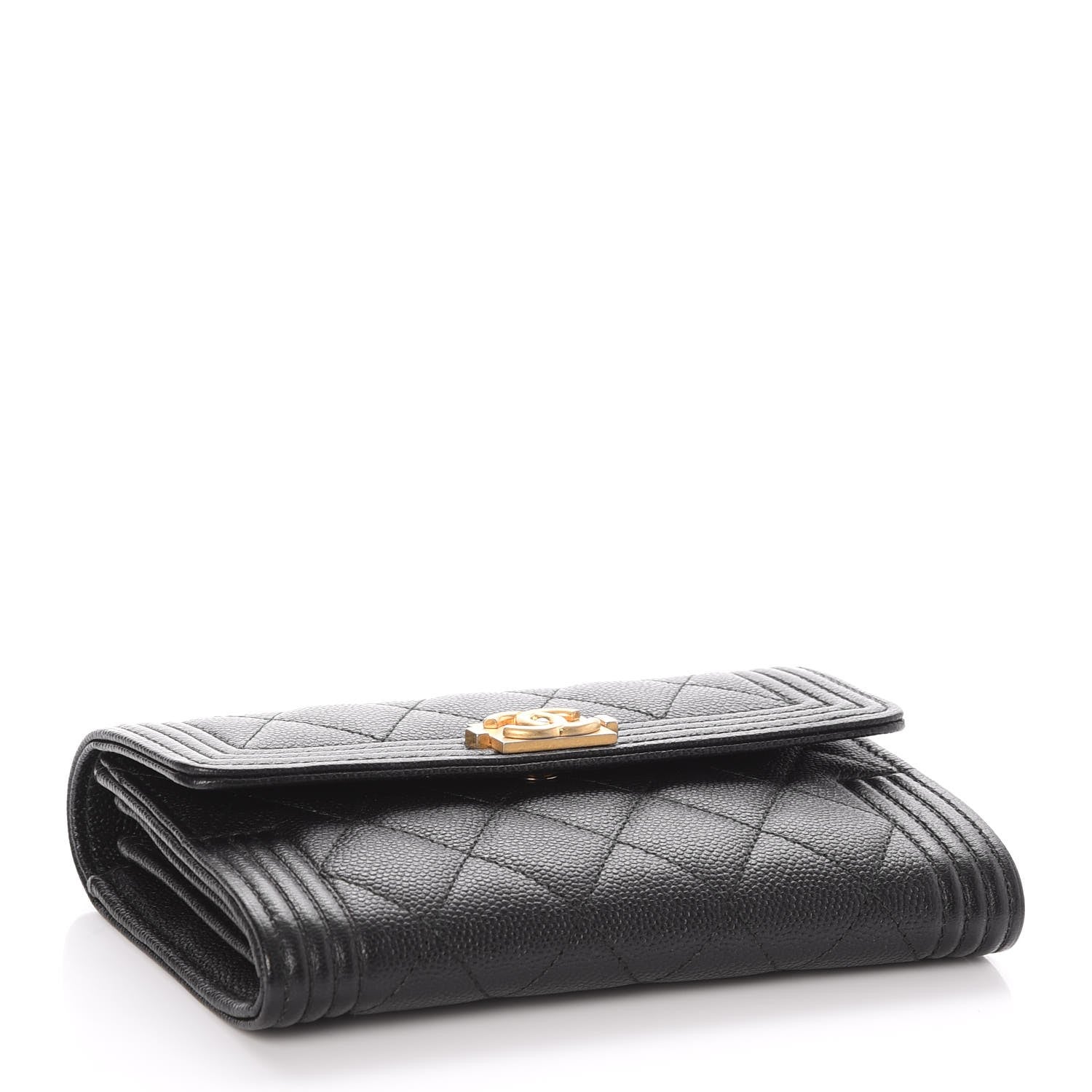 Chanel Caviar Quilted Medium Boy Flap Wallet Black 4 of 10