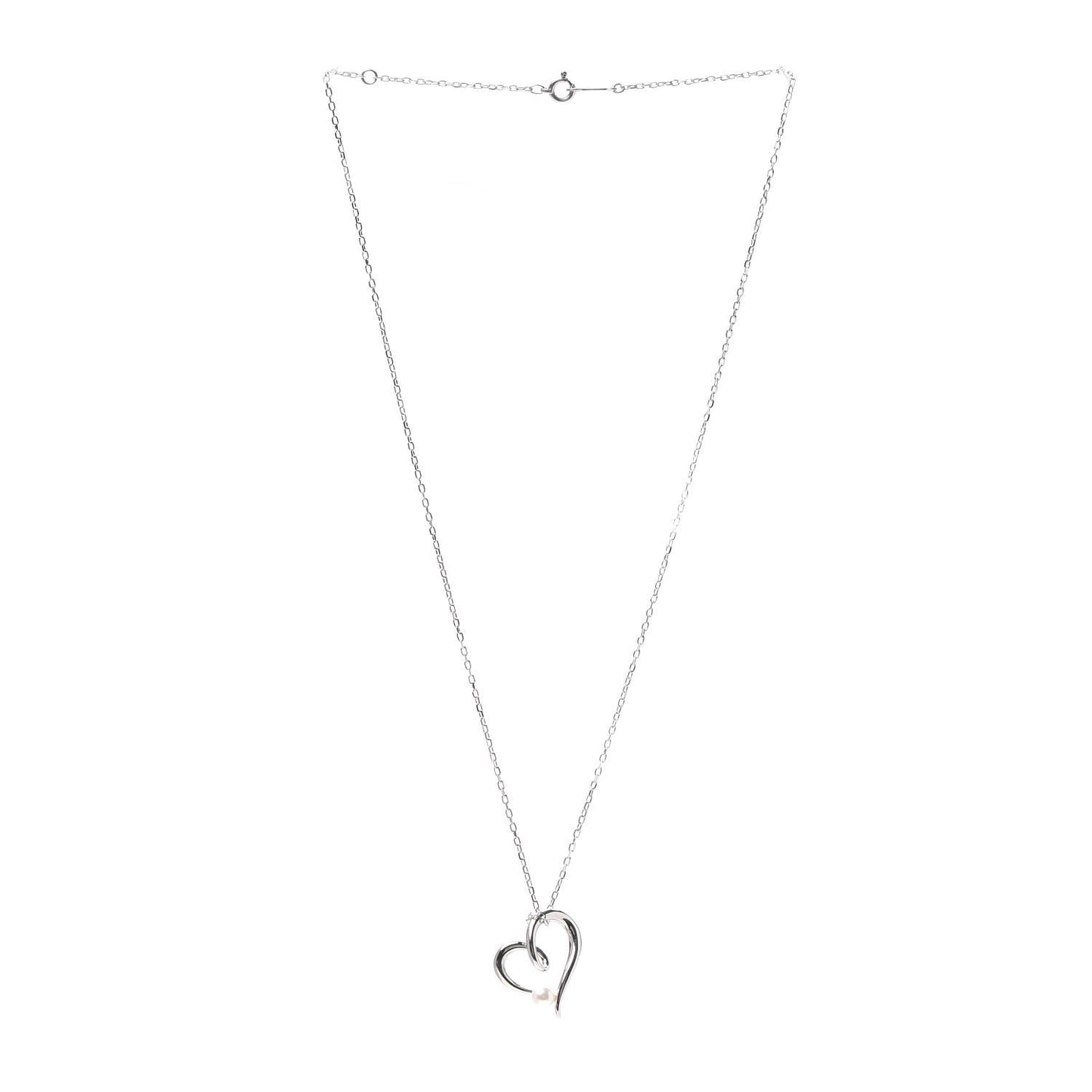 18K White Gold Akoya Pearl 4mm Heart Pendant Necklace