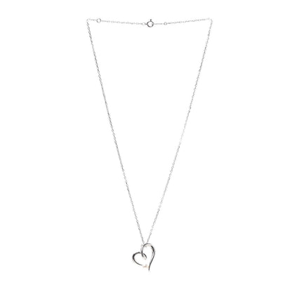 Mikimoto 18K White Gold Akoya Pearl 4mm Heart Pendant Necklace 3 of 5