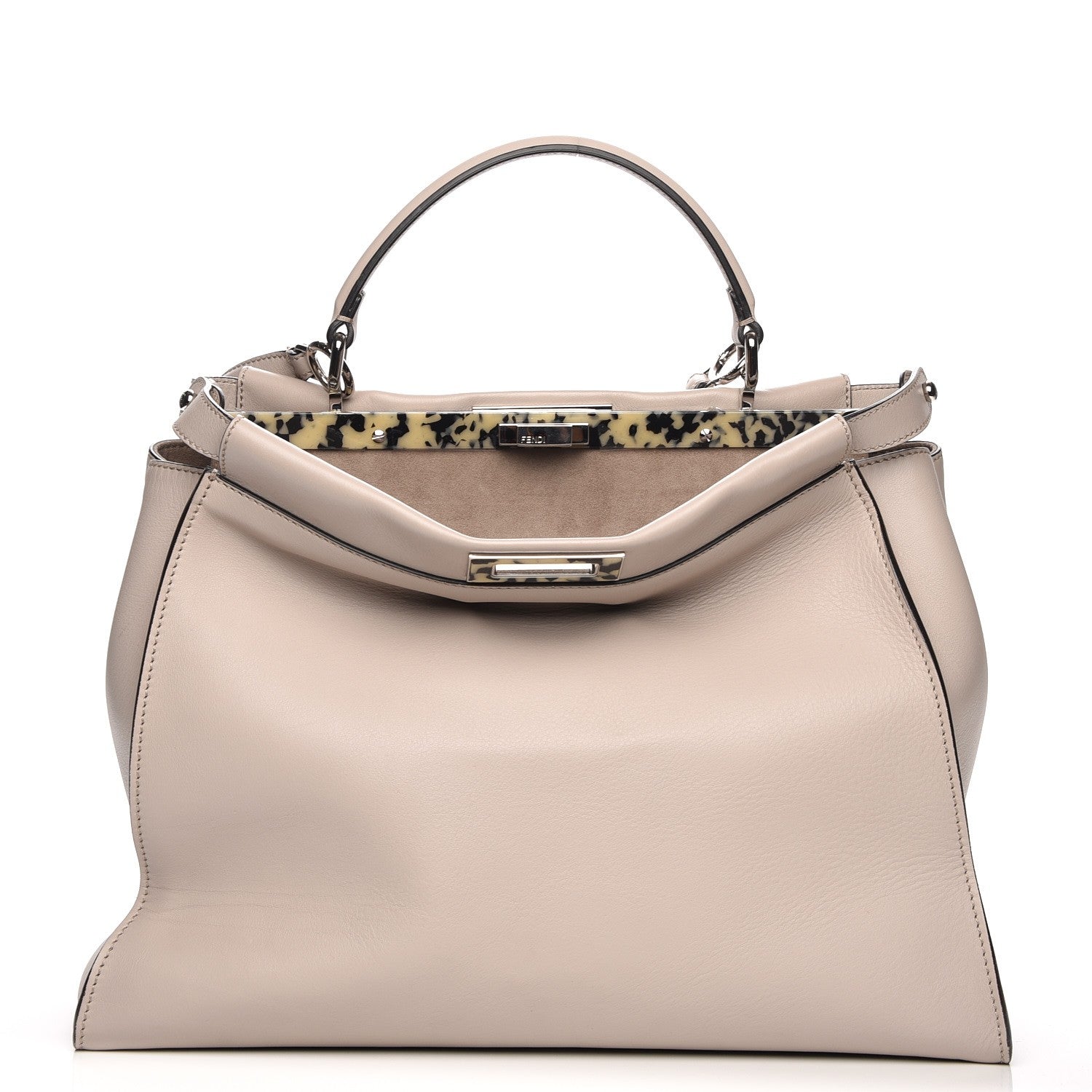 Fendi Vitello Seta Plexiglass Granite Large Peekaboo Iconic Satchel Polvere 1 of 9
