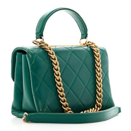 Chanel Lambskin Quilted Small Trendy Spirit Top Handle Bag Green 3 of 11