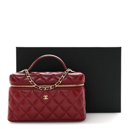 Chanel Lambskin Quilted Top Handle Slim Vanity With Chain Burgundy 11 of 11