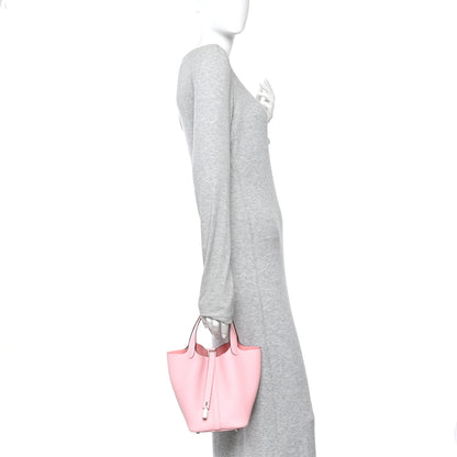 Hermes Taurillon Clemence Picotin Lock 18 PM Rose Sakura 2 of 11