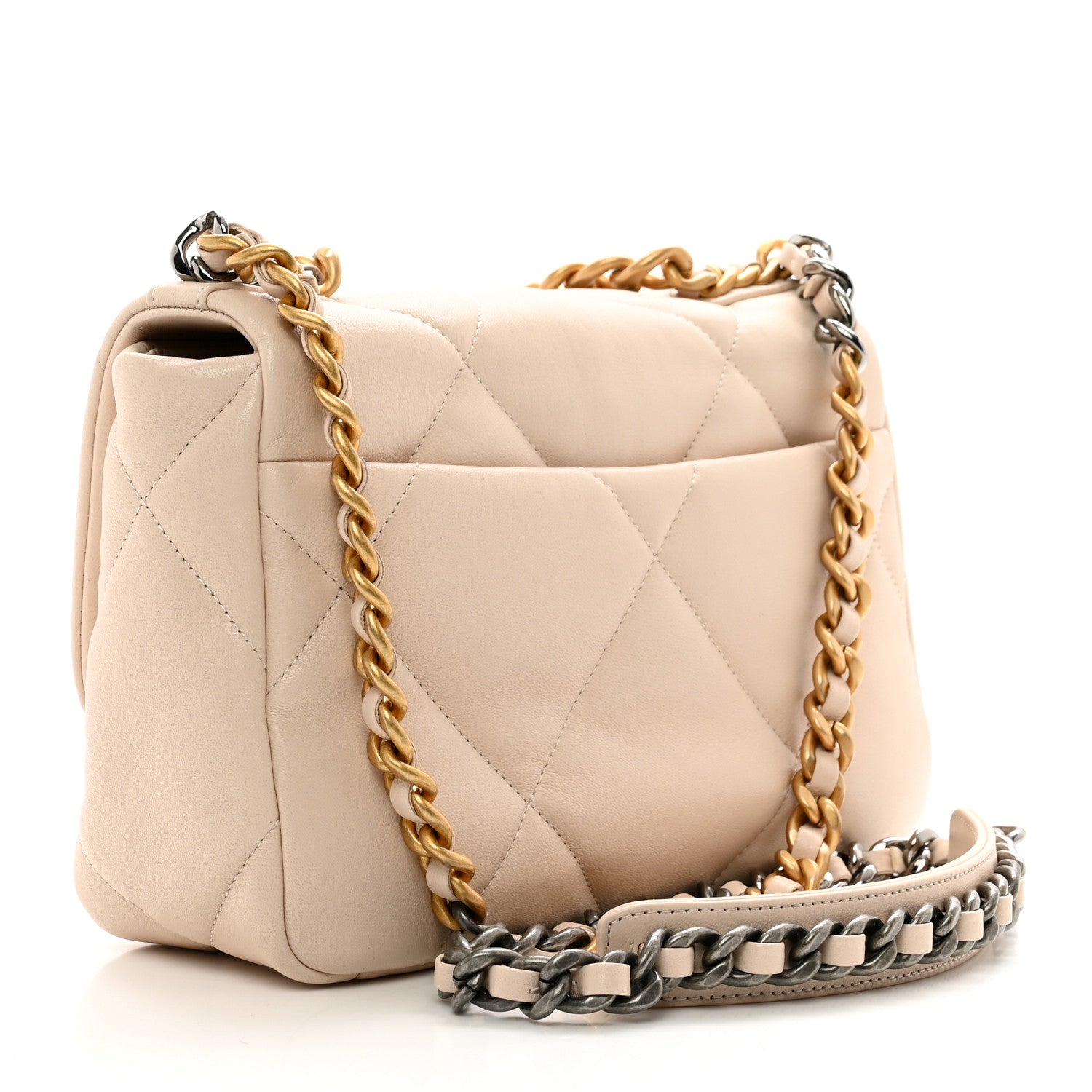 Chanel Lambskin Quilted Medium Chanel 19 Flap Light Beige 3 of 9