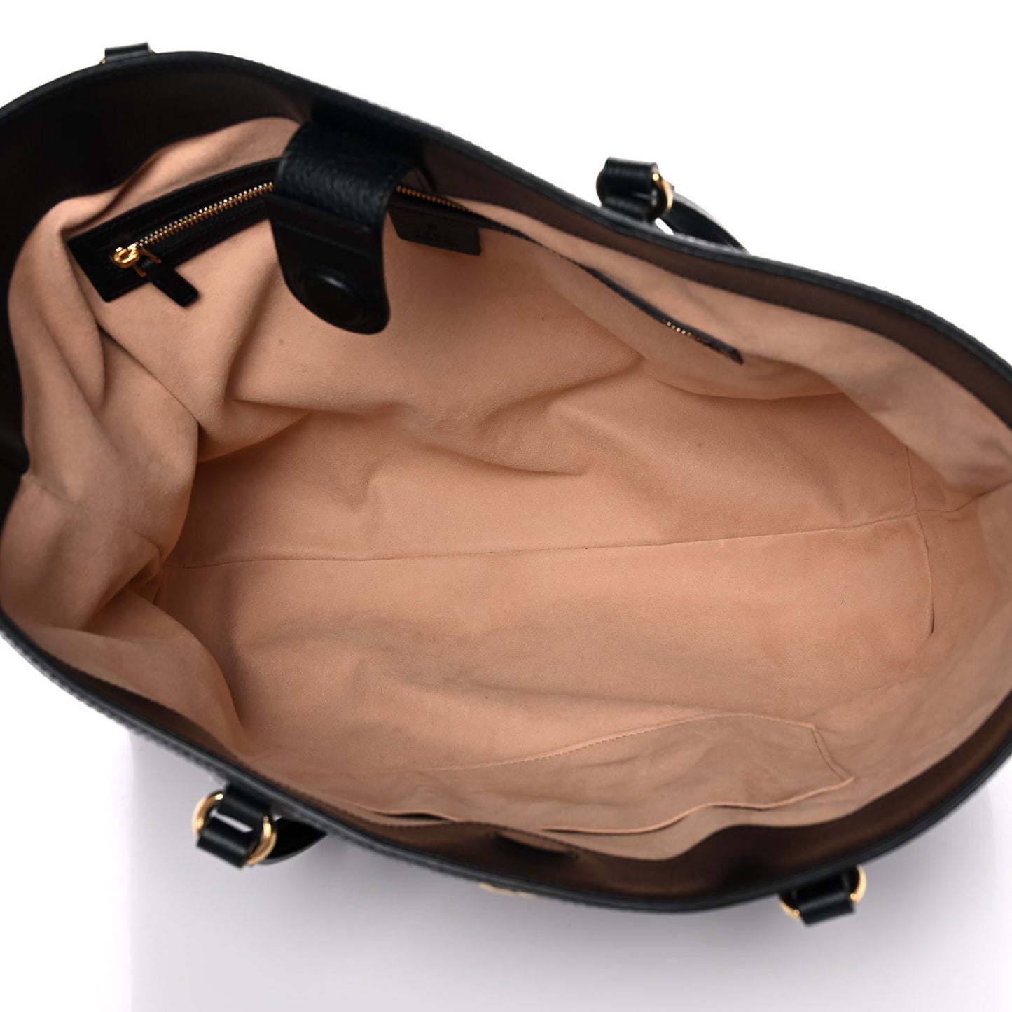 Textured Calfskin Web Medium Ophidia Shopping Tote Black