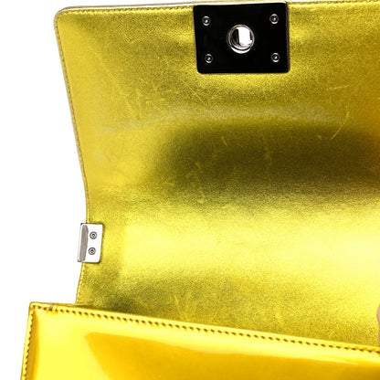 Chanel Metallic Patent Calfskin Quilted Small Boy Flap Yellow 11 of 11