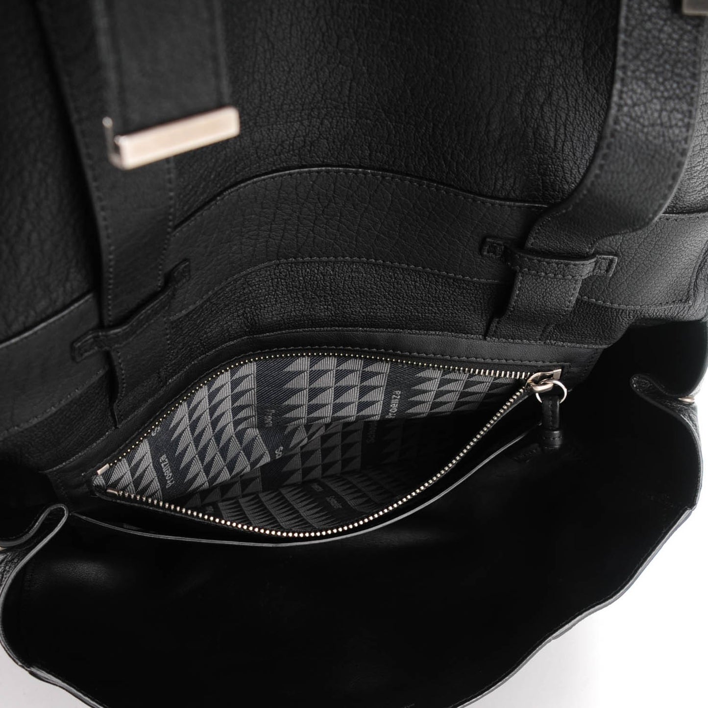 Calfskin Lizard Embossed Large Courier Bag Black