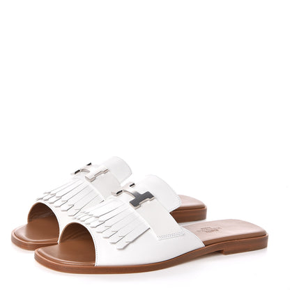 Hermes Calfskin Auteuil Sandals 37 White 3 of 8