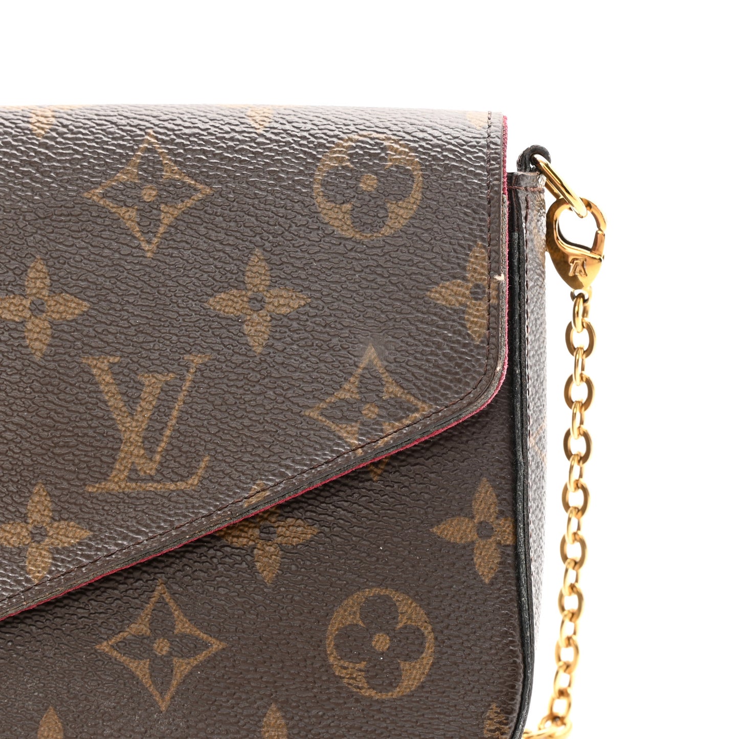 Monogram Pochette Felicie Chain Wallet Fuchsia