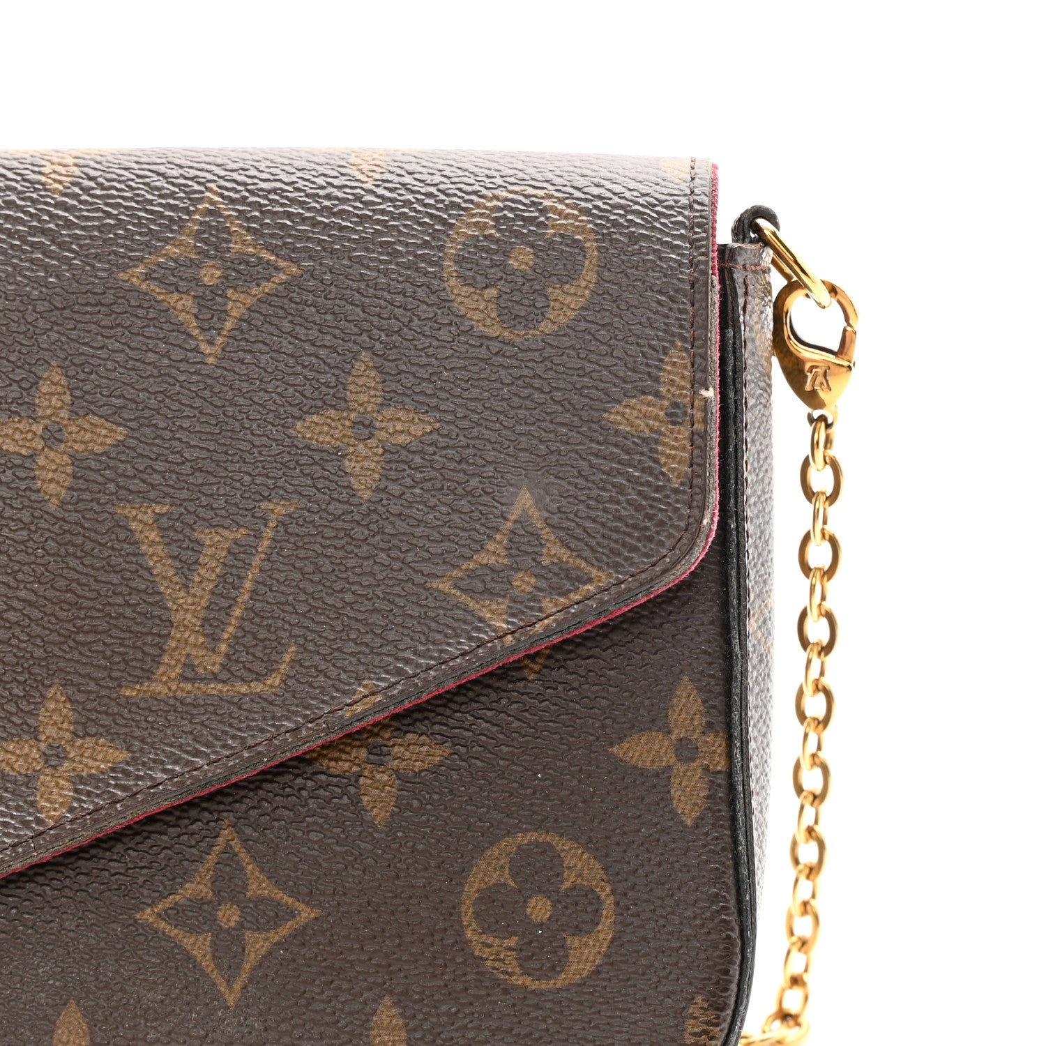 Louis Vuitton Monogram Pochette Felicie Chain Wallet Fuchsia 17 of 22
