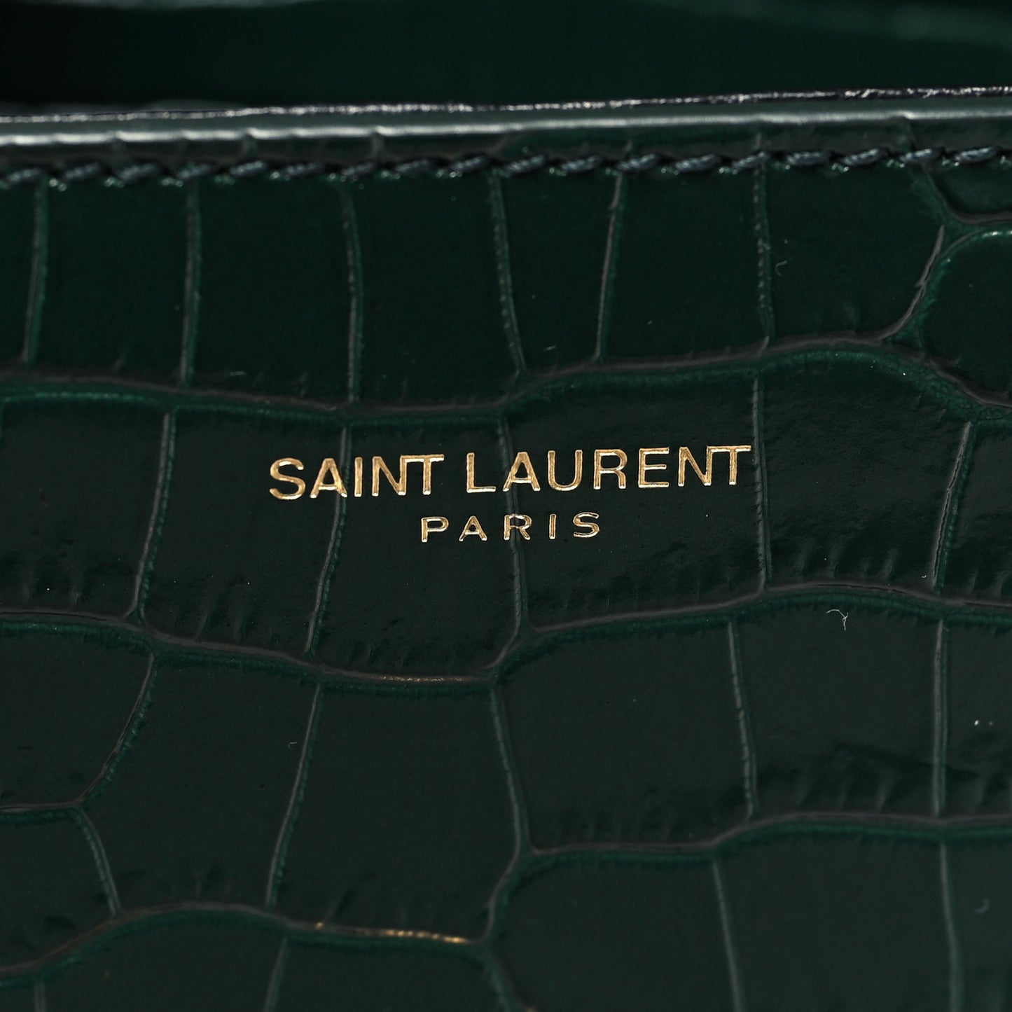 Calfskin Crocodile Embossed Mini Classic Monogram Cassandra Top Handle Green