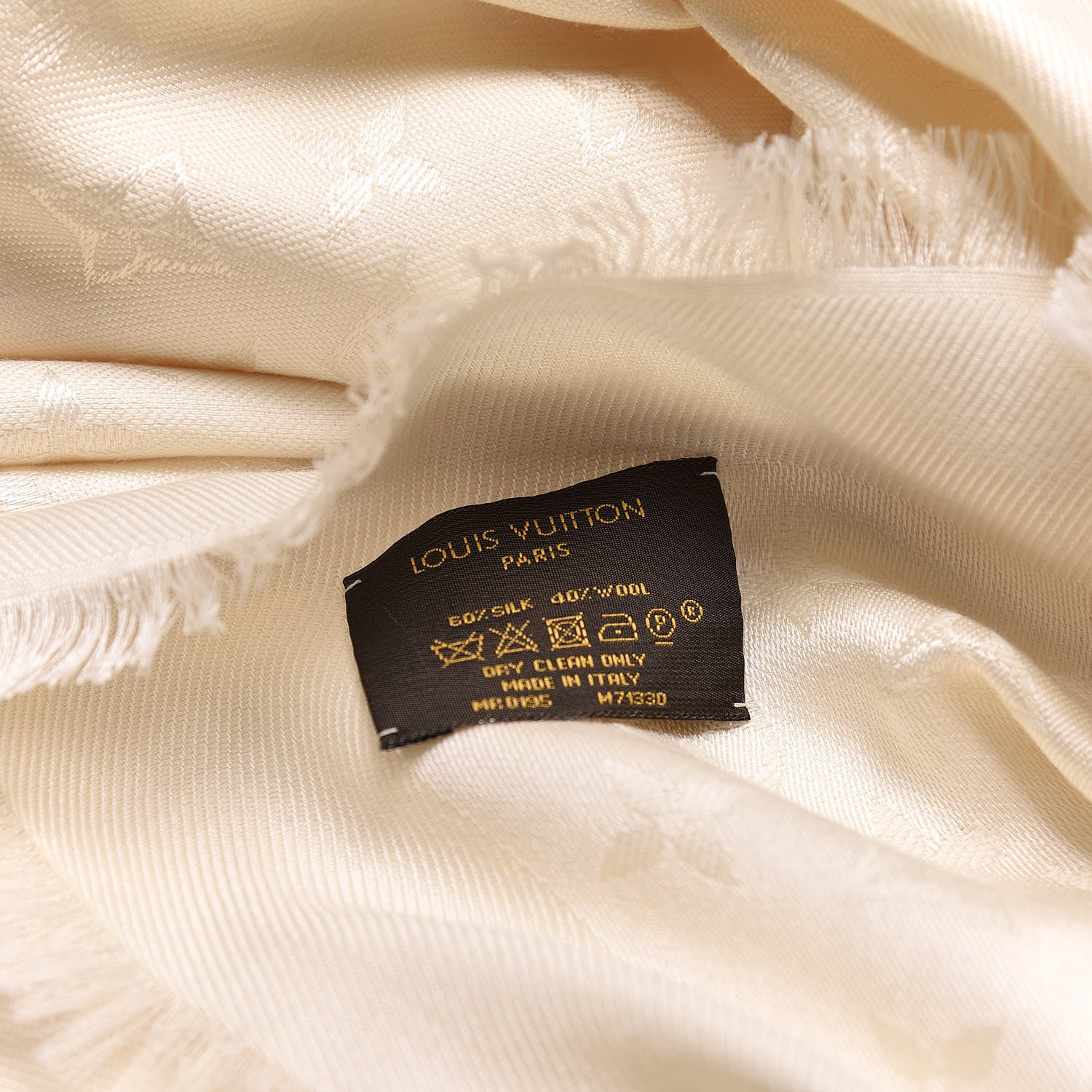 Louis Vuitton Wool Silk Monogram Shawl White 3 of 4