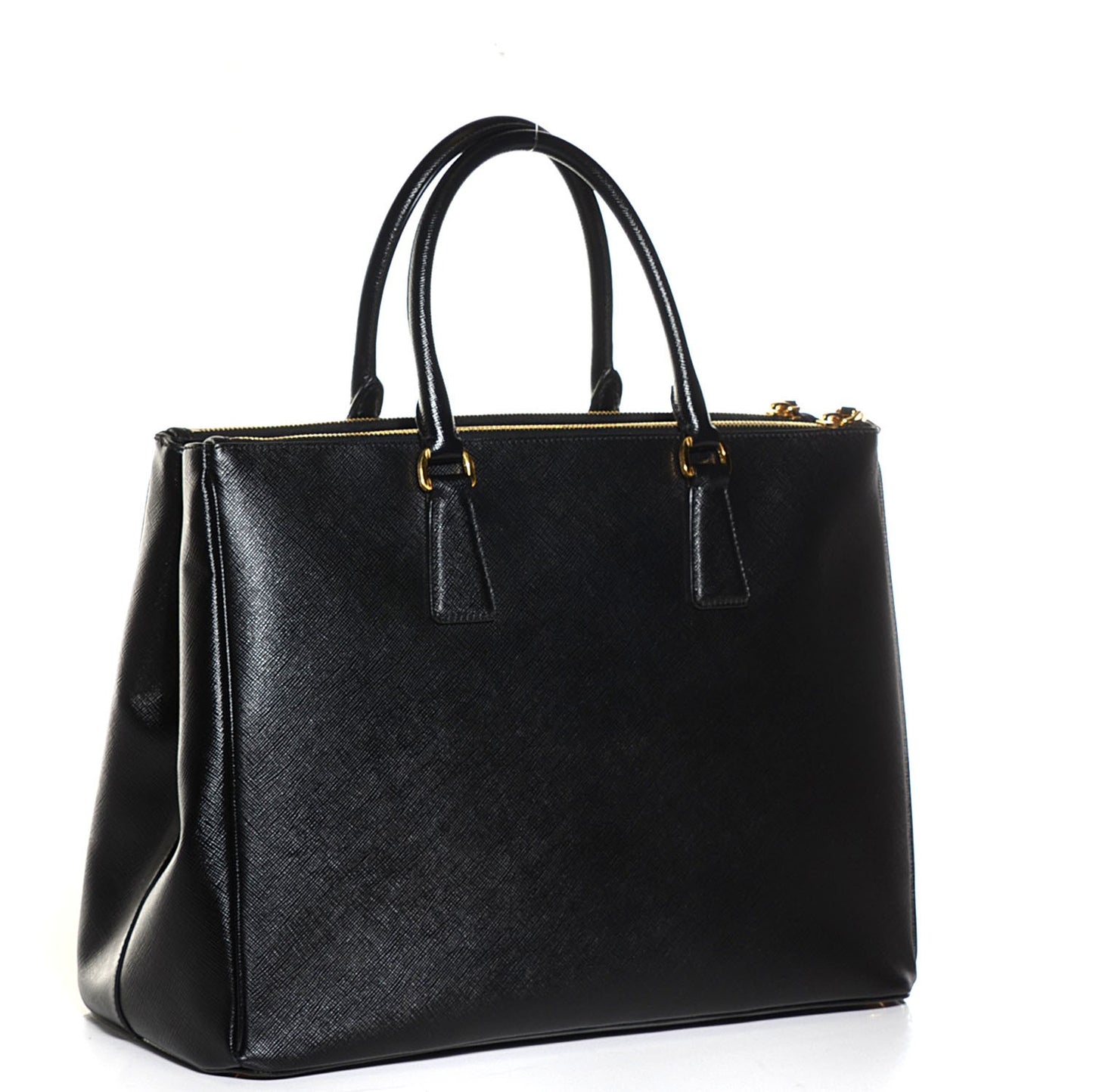 Saffiano Lux Large Double Zip Tote Nero Black