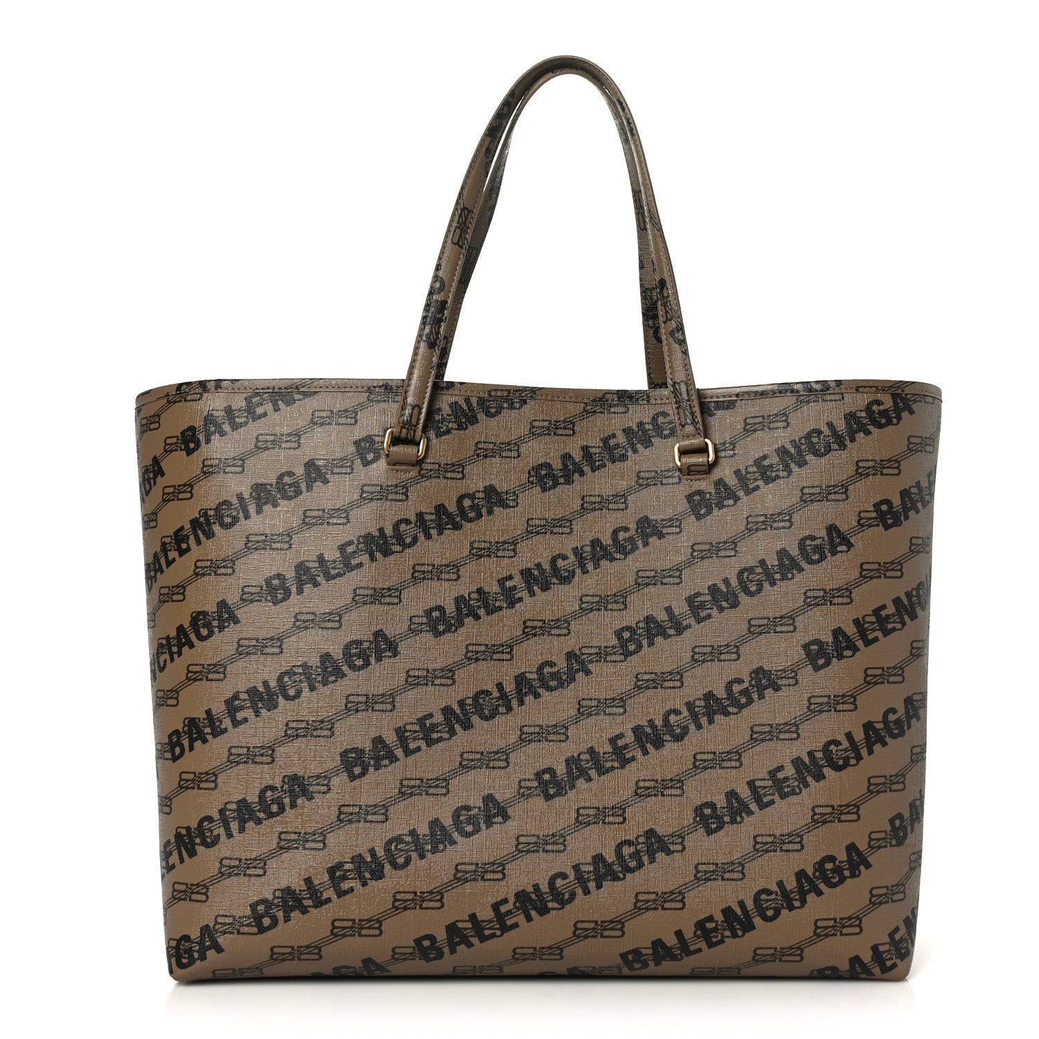 Balenciaga Coated Canvas BB Monogram Allover Logo Signature Tote Beige Brown Black 1 of 9