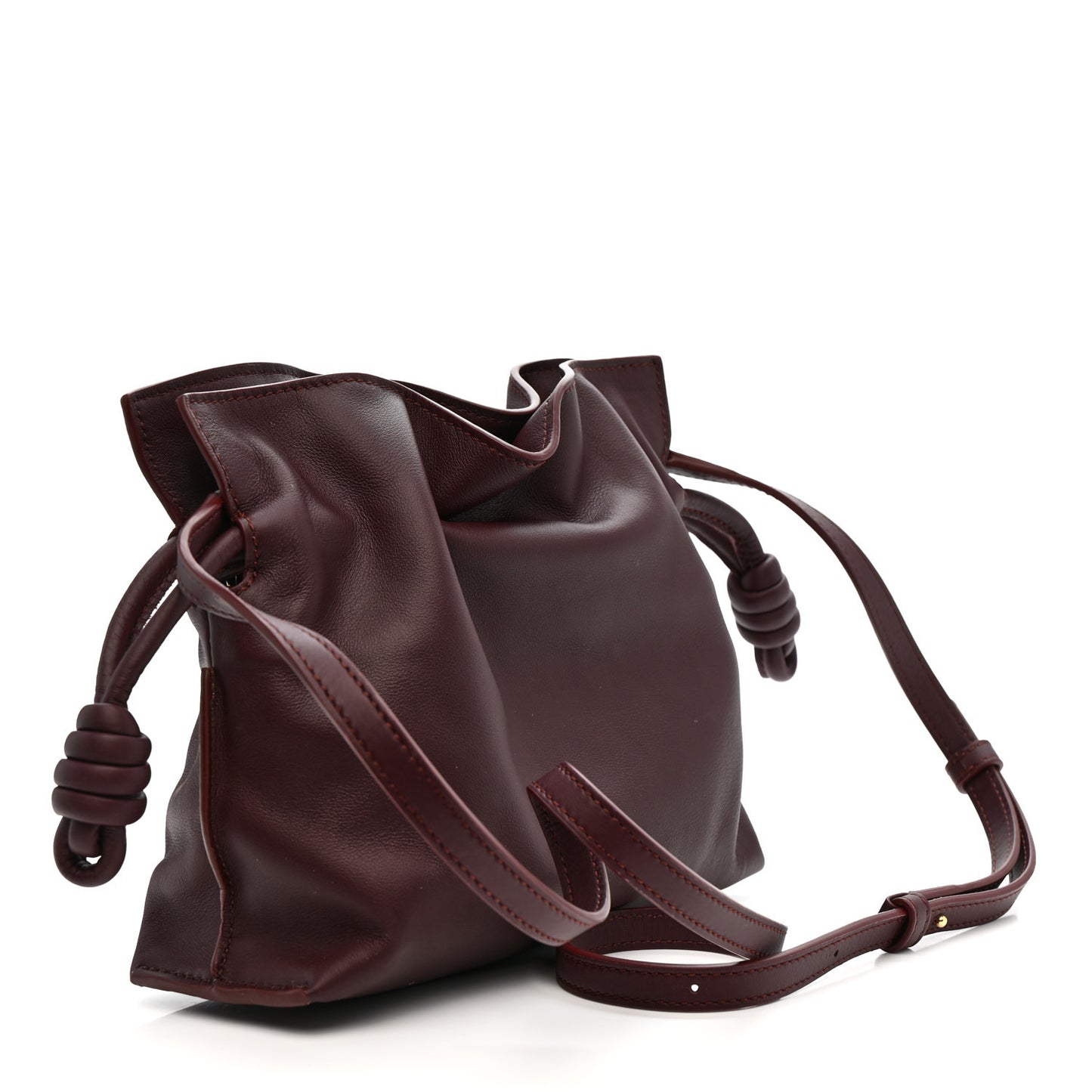 Calfskin Mini Flamenco Knot Clutch Dark Burgundy