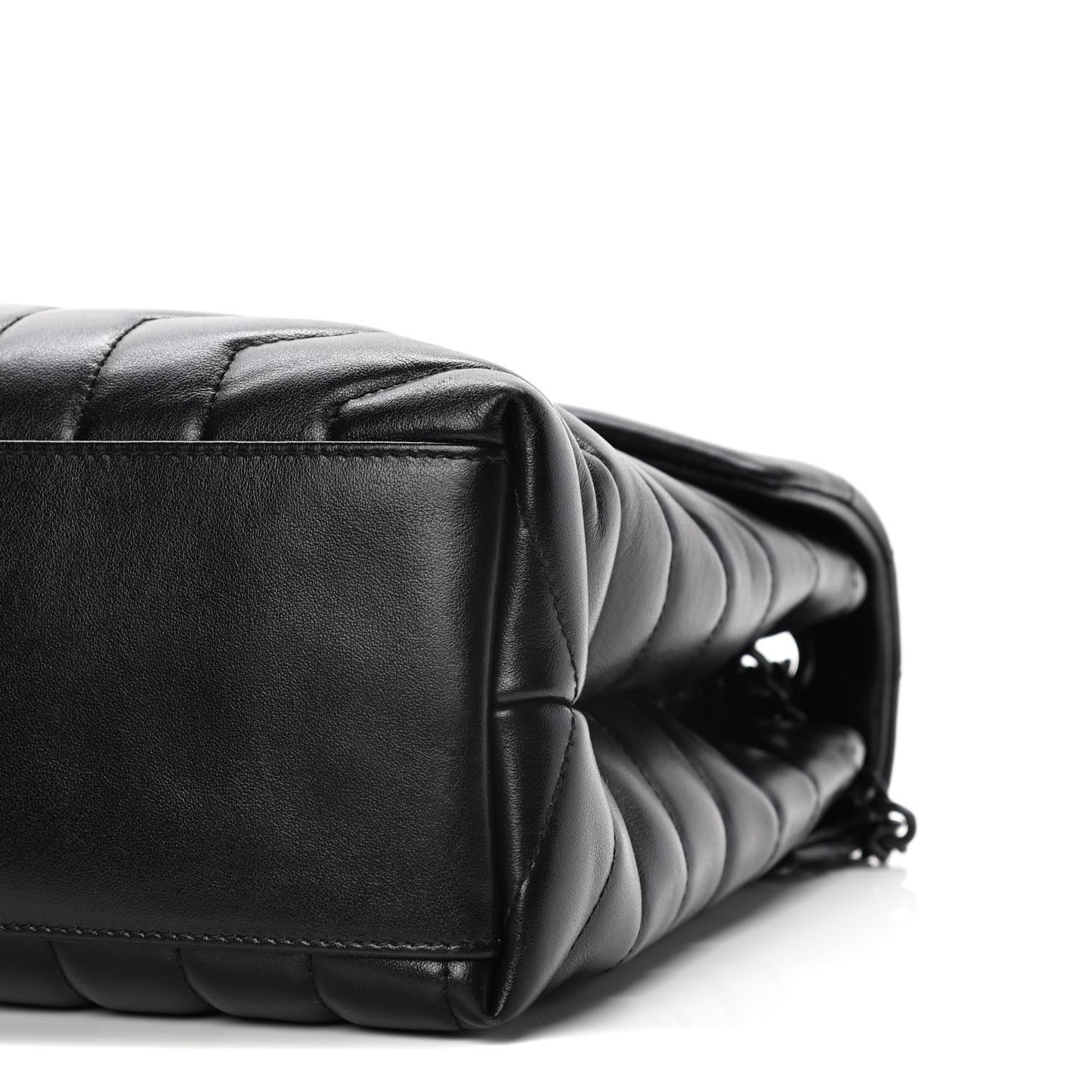 Calfskin Y Quilted Monogram Medium Loulou Chain Satchel Black