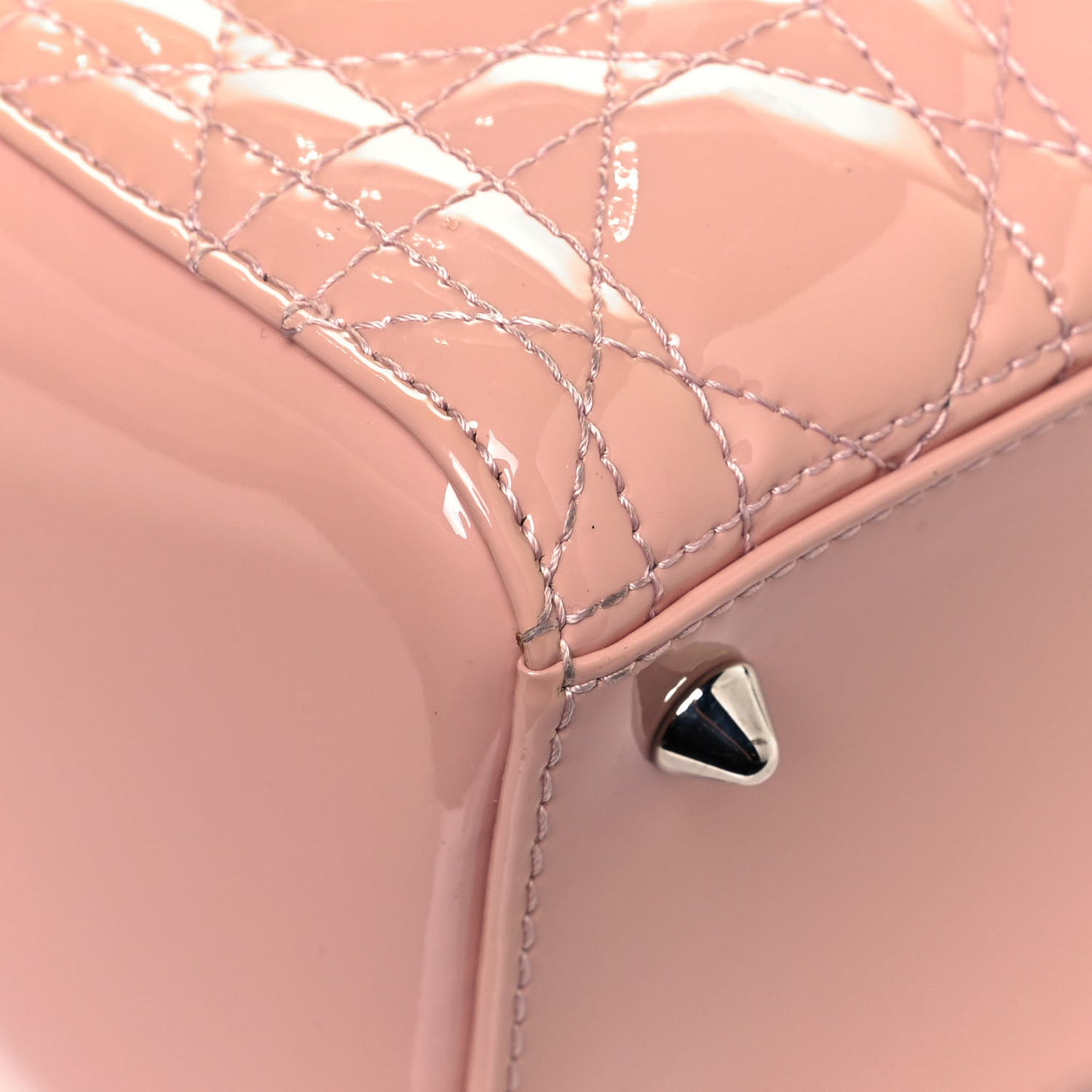 Patent Cannage Medium Lady Dior Rose Clair