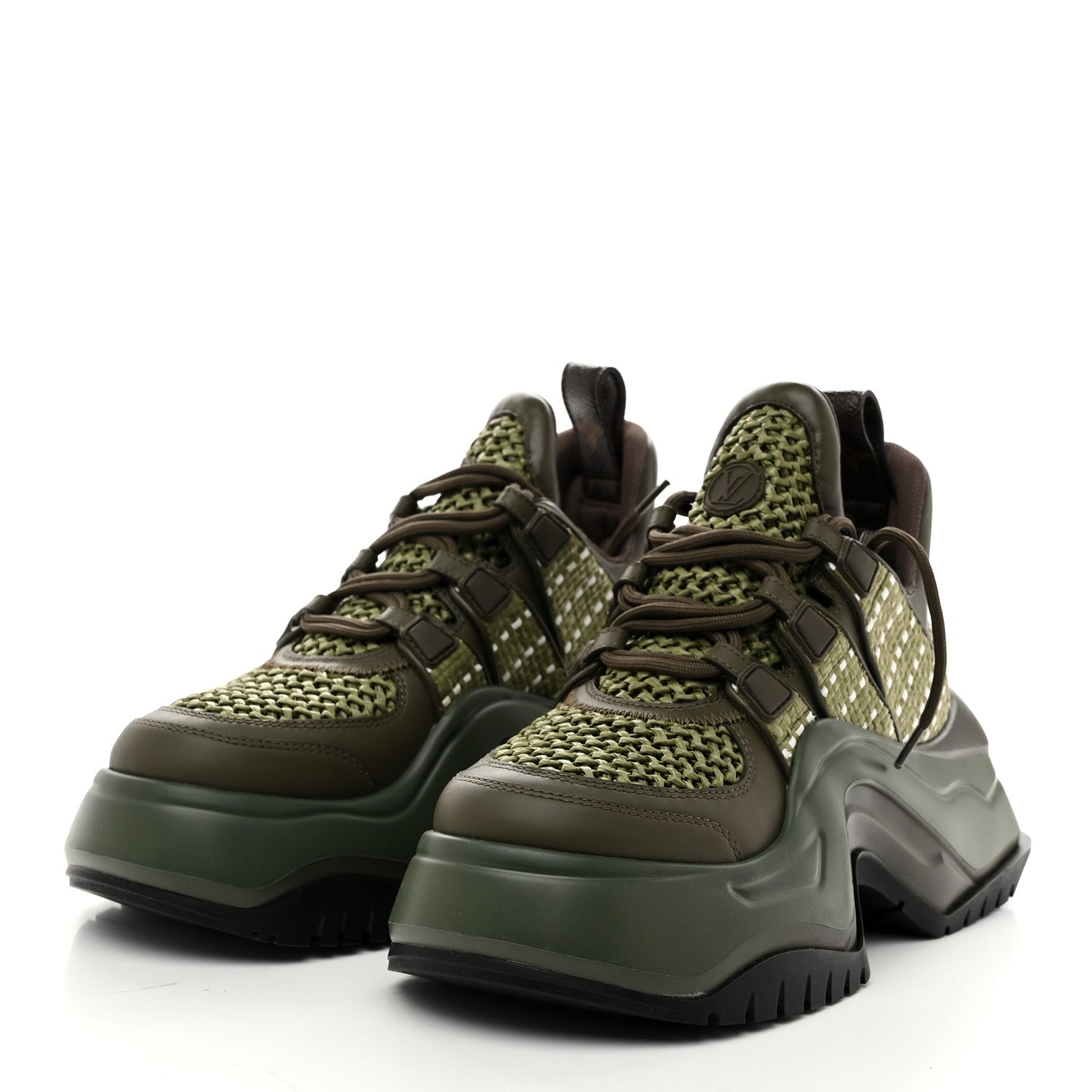 Louis Vuitton Calfskin Raffia LV Archlight 2.0 Platform Sneakers 37 Kaki 4 of 11