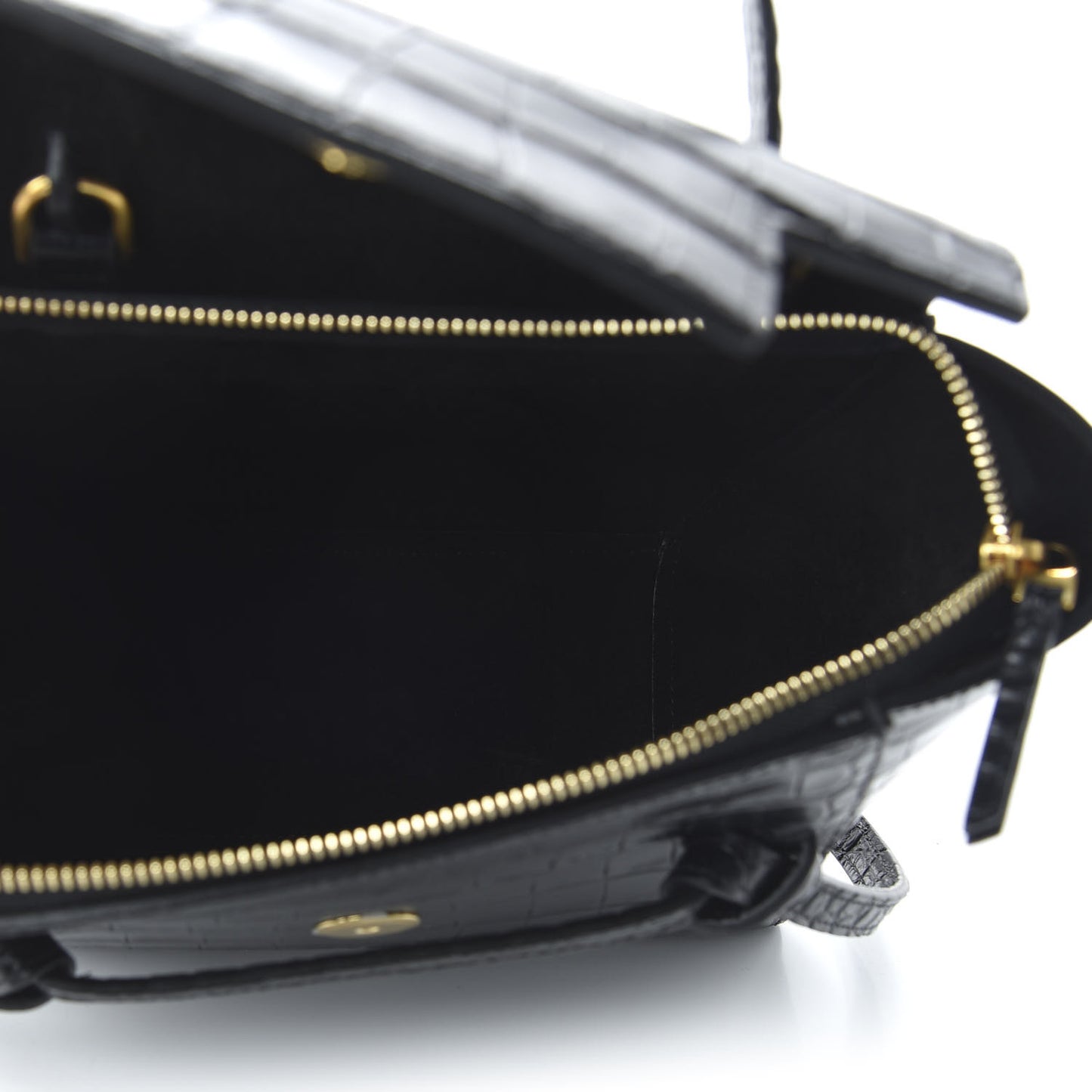 Calfskin Crocodile Embossed Nano Belt Bag Black