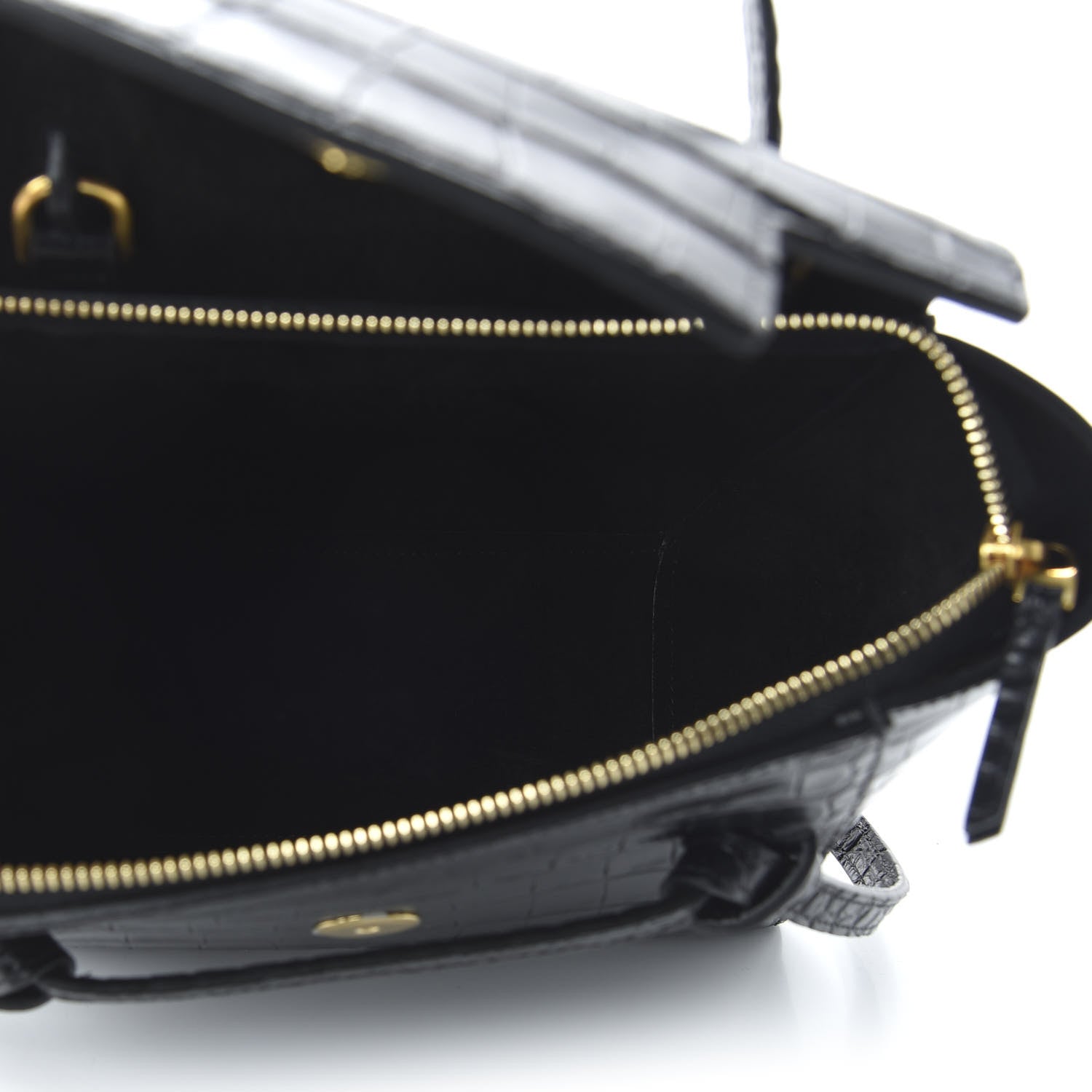 Celine Calfskin Crocodile Embossed Nano Belt Bag Black 5 of 9