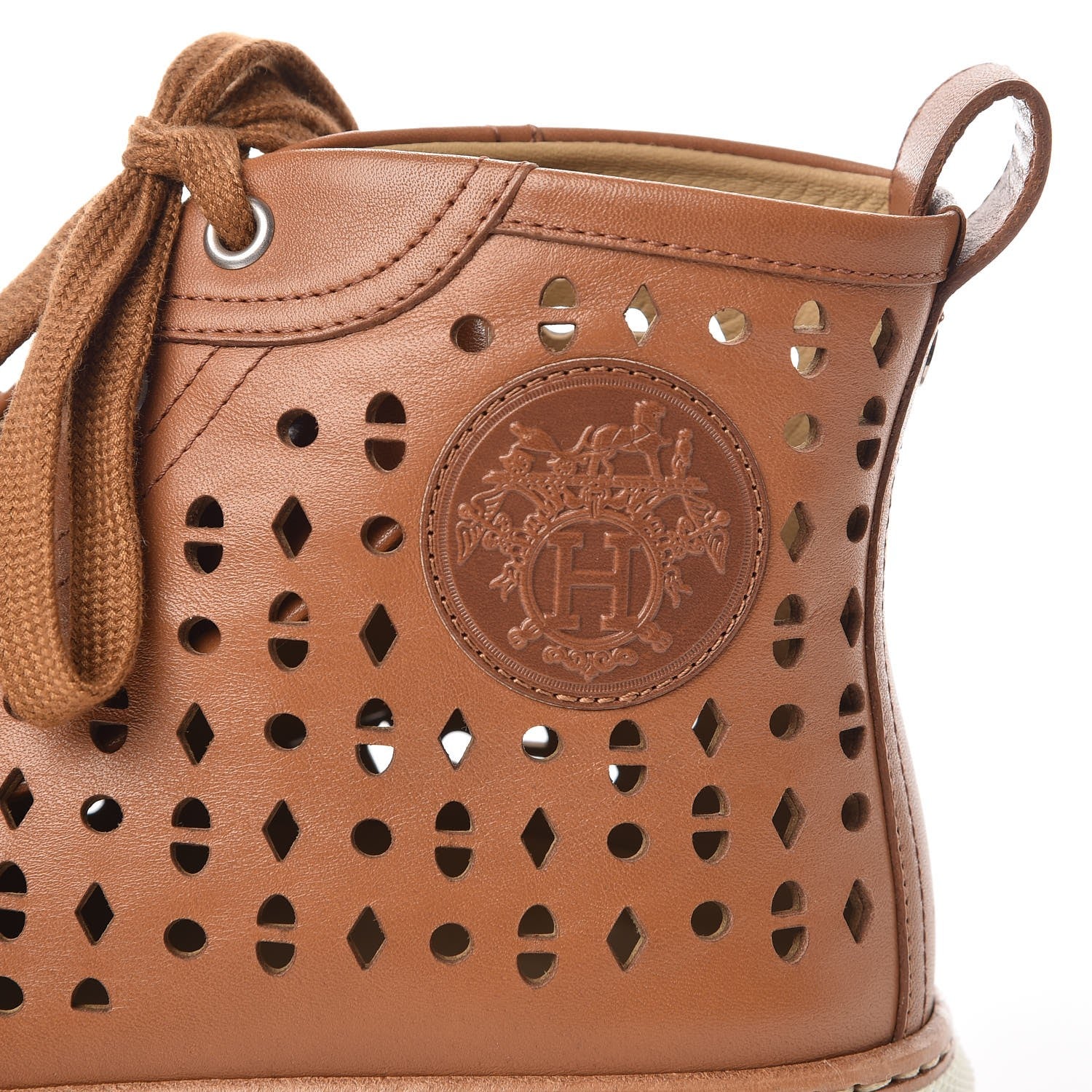 Hermes Calfskin Perforated Jimmy High Top Sneakers 38 Naturel 8 of 9