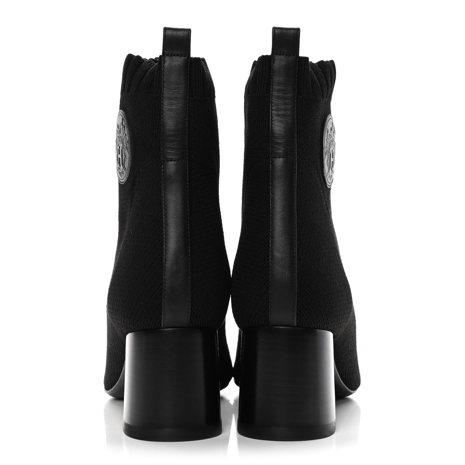 Hermes Knit Calfskin Volver Ankle Boots 37.5 Black 6 of 12