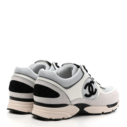 Chanel Mesh Suede Calfskin Womens CC Sneakers 40.5 White Silver Light Grey 4 of 8