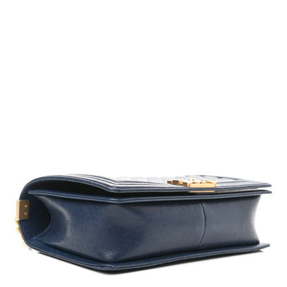Chanel Caviar Quilted New Medium Boy Flap Dark Navy Blue 4 of 10